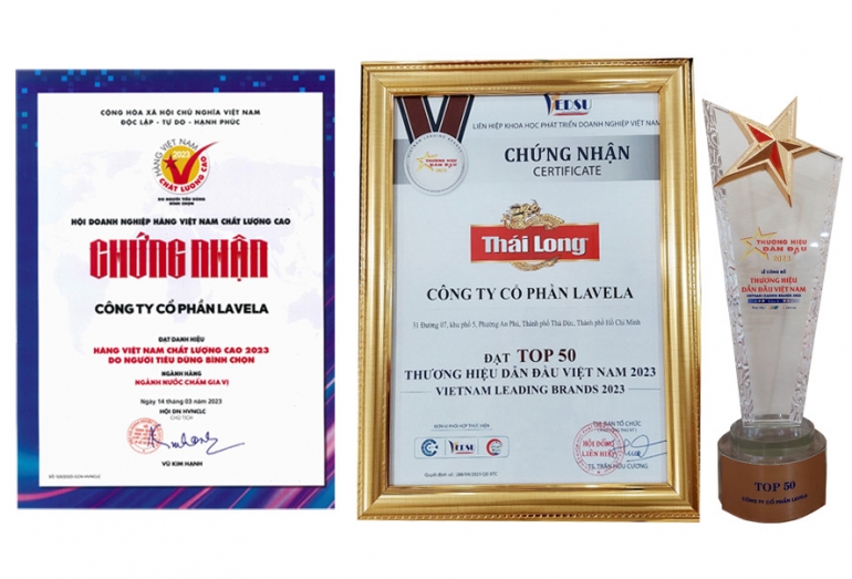LAVELA VINH DỰ ĐÓN NHẬN DANH HIỆU TOP 50 THƯƠNG HIỆU DẪN ĐẦU NĂM 2023 VÀ HÀNG VIỆT NAM CHẤT LƯỢNG CAO NĂM 2023