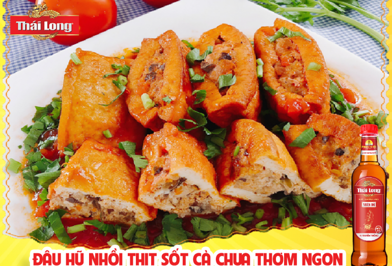 ĐẬU HŨ NHỒI THỊT SỐT CÀ CHUA ĐẬM ĐÀ ĐƯA CƠM