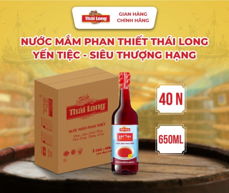 [Thùng 3 chai] Nước mắm Phan Thiết THÁI LONG YẾN TIỆC - SIÊU THƯỢNG HẠNG 40N - 650ml (CTT)