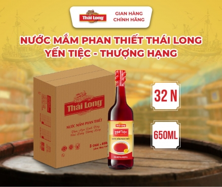 [Thùng 3 chai] Nước mắm Phan Thiết THÁI LONG YẾN TIỆC - THƯỢNG HẠNG 32N - 650ml (CTT)