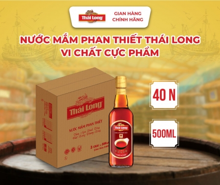 [Thùng 3 chai] Nước mắm Phan Thiết THÁI LONG - VI CHẤT CỰC PHẨM 40N - 500ml (CTT)