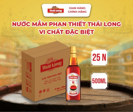 [Thùng 3 chai] Nước mắm Phan Thiết THÁI LONG - VI CHẤT ĐẶC BIỆT 25N - 500ml (CTT)